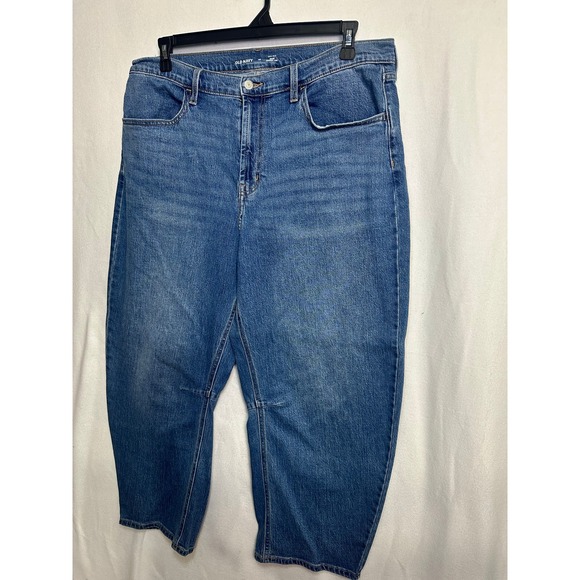 Old Navy Women High-Waisted Wow Barrel Leg Ankle Jeans Blue Medium Wash 16 - Picture 6 of 12